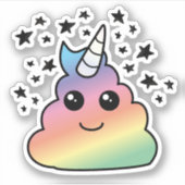 Unicorn Rainbow Poop Emoji Kawaii Sticker (Voorkant)