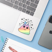Unicorn Rainbow Poop Emoji Kawaii Sticker (Laptop met iPhone)