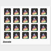 Unicorn Rainbow Poop Emoji Kawaii Vierkante Sticker (Vel)