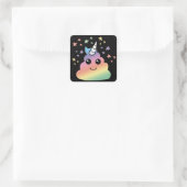 Unicorn Rainbow Poop Emoji Kawaii Vierkante Sticker (Tas)