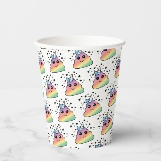 Unicorn Rainbow Poop Emoji Papieren Bekers (Voorkant)