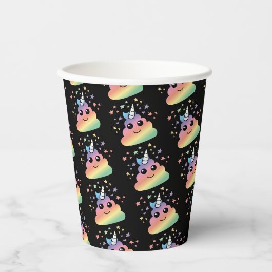 Unicorn Rainbow Poop Emoji Papieren Bekers (Voorkant)