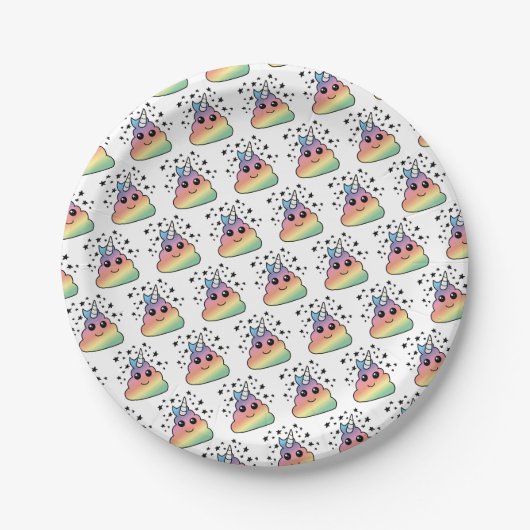 Unicorn Rainbow Poop Emoji Papieren Bordje (Voorkant)
