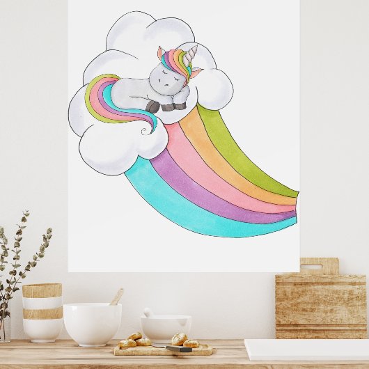 Unicorn Rainbow Poster (Keuken)