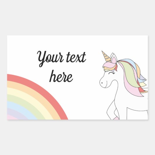 Unicorn rainbow rechthoekige sticker (Voorkant)