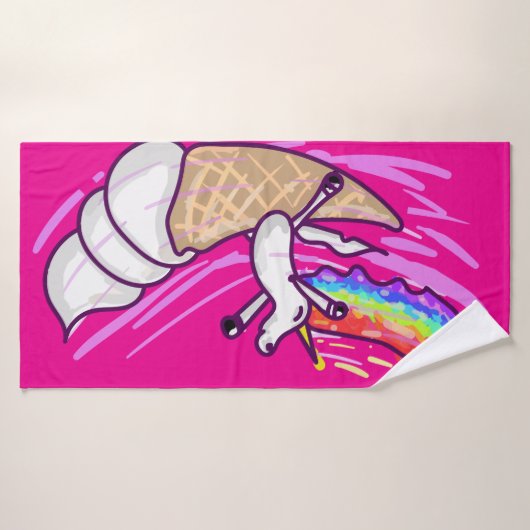 Unicorn Rainbow Riding Ice Cream Cone Badhanddoek (Badhanddoek)