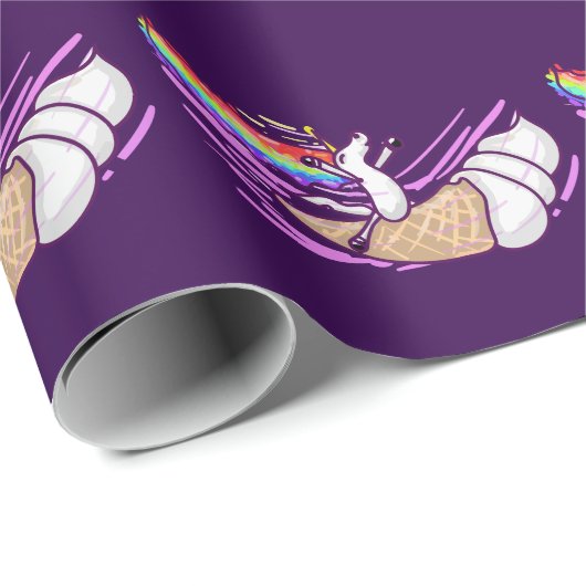 Unicorn Rainbow Riding Ice Cream Cone Cadeaupapier (Rol Hoek)
