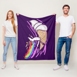 Unicorn Rainbow Riding Ice Cream Cone Fleece Deken