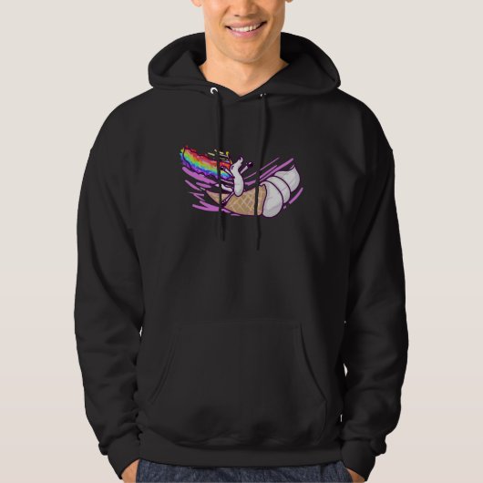 Unicorn Rainbow Riding Ice Cream Cone Hoodie (Voorkant)
