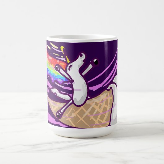 Unicorn Rainbow Riding Ice Cream Cone Koffiemok (Center)