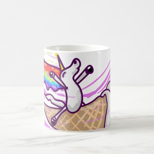 Unicorn Rainbow Riding Ice Cream Cone Koffiemok (Center)