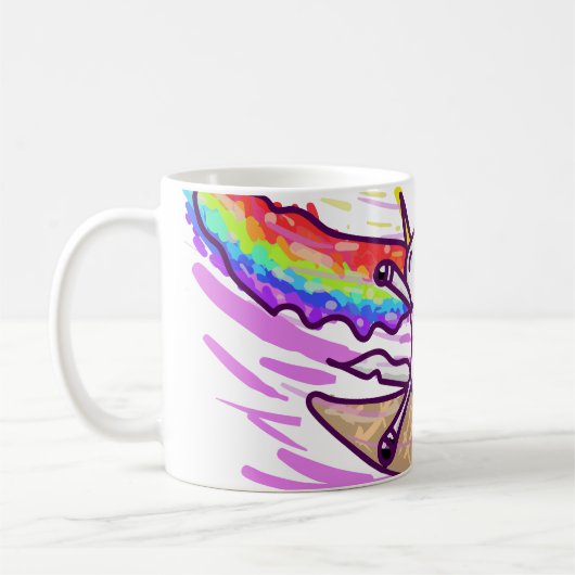 Unicorn Rainbow Riding Ice Cream Cone Koffiemok (Links)