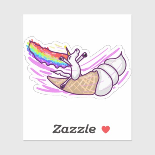 Unicorn Rainbow Riding Ice Cream Cone Sticker (Vel)