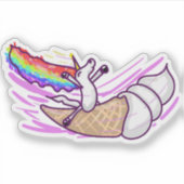 Unicorn Rainbow Riding Ice Cream Cone Sticker (Voorkant)