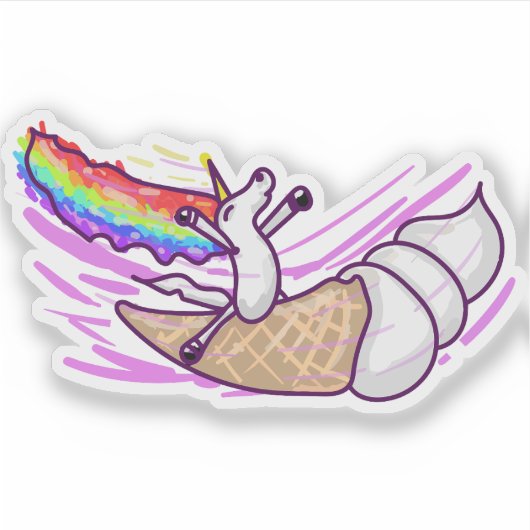 Unicorn Rainbow Riding Ice Cream Cone Sticker (Voorkant)