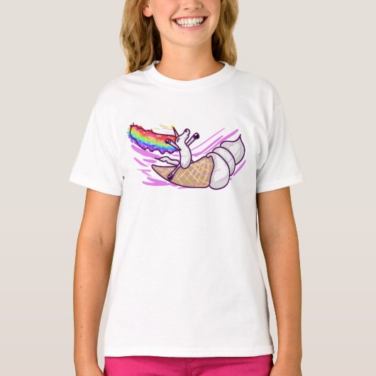 Unicorn Rainbow Riding Ice Cream Cone T-shirt (Voorkant)