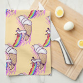Unicorn Rainbow Riding Ice Cream Cone Theedoek (Quarter Fold)