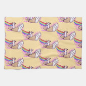 Unicorn Rainbow Riding Ice Cream Cone Theedoek (Horizontaal)