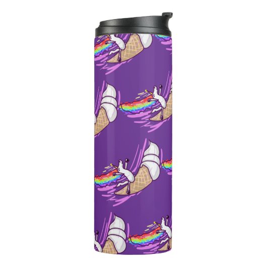 Unicorn Rainbow Riding Ice Cream Cone Thermosbeker (Gedraaid links)
