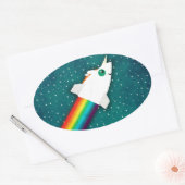Unicorn Rainbow Rocket Ovale Sticker (Envelop)