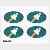 Unicorn Rainbow Rocket Ovale Sticker (Vel)