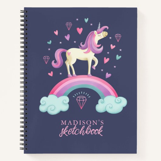 Unicorn Rainbow Sketchbook Notitieboek (Voorkant)