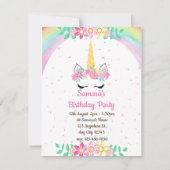 Unicorn Rainbow, Sparkles Birthday Uitnodiging (Voorkant)