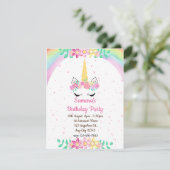 Unicorn Rainbow, Sparkles Birthday Uitnodiging (Staand voorkant)