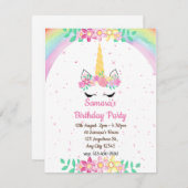 Unicorn Rainbow, Sparkles Birthday Uitnodiging (Voorkant / Achterkant)