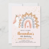 Unicorn Rainbow Sparkles Gold Birthday Kaart (Voorkant)