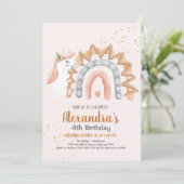 Unicorn Rainbow Sparkles Gold Birthday Kaart (Staand voorkant)