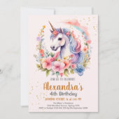 Unicorn Rainbow Sparkles Gold Birthday Kaart (Voorkant)