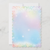 Unicorn Rainbow Sparkles Verjaardag Uitnodiging (Achterkant)