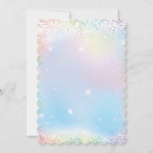 Unicorn Rainbow Sparkles Verjaardag Uitnodiging (Achterkant)