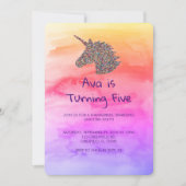 Unicorn Rainbow Sprinkles Birthday Uitnodiging (Voorkant)