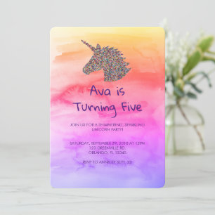Unicorn Rainbow Sprinkles Birthday Uitnodiging