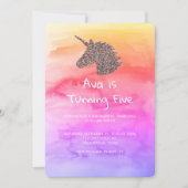 Unicorn Rainbow Sprinkles Birthday Uitnodiging (Voorkant)