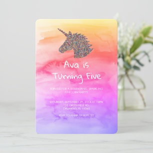 Unicorn Rainbow Sprinkles Birthday Uitnodiging