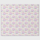 Unicorn Rainbow Stars Magische naam Birthday Cadeaupapier (Vlak)