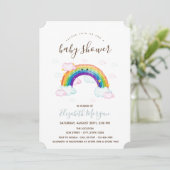 Unicorn Rainbow Stripes Baby shower Kaart (Staand voorkant)