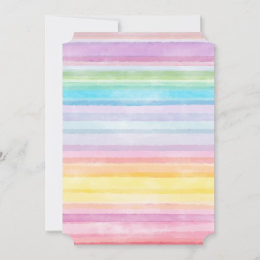 Unicorn Rainbow Stripes Baby shower Kaart (Achterkant)