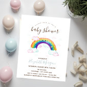 Unicorn Rainbow Stripes Baby shower Kaart