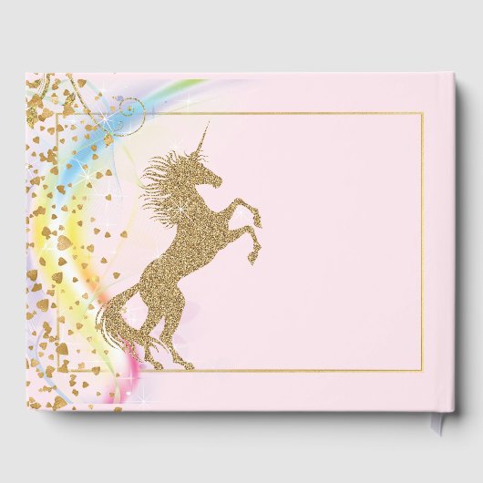 Unicorn Rainbow Verjaardagsfeest Gastboek Gastenboek (Achterkant)