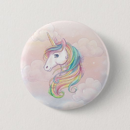Unicorn rainbow verjaart pins ronde button 5,7 cm (Voorkant)