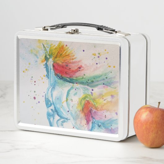 Unicorn Rainbow Waterverf Art Chids Lunch Box (In situ)