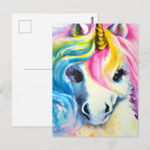 Unicorn Rainbow-Waterverf Briefkaart (Voorkant / Achterkant)