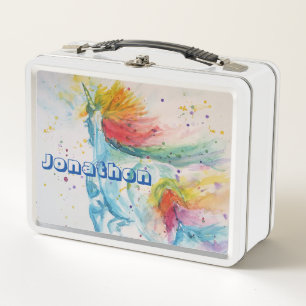 Unicorn Rainbow Waterverf Chids Name Lunch Box