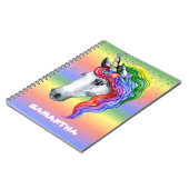 Unicorn Rainbow Waterverf Monogram Naam Notitieboek (Linkerzijde)