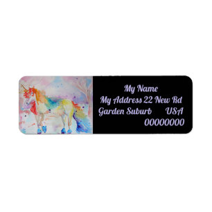 Unicorn Rainbow Waterverf Return Address Labels