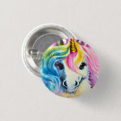 Unicorn Rainbow-Waterverf Ronde Button 3,2 Cm (Voorkant /achterkant)